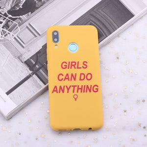 Funda feminista Samsung A51, girl power, color amarillo